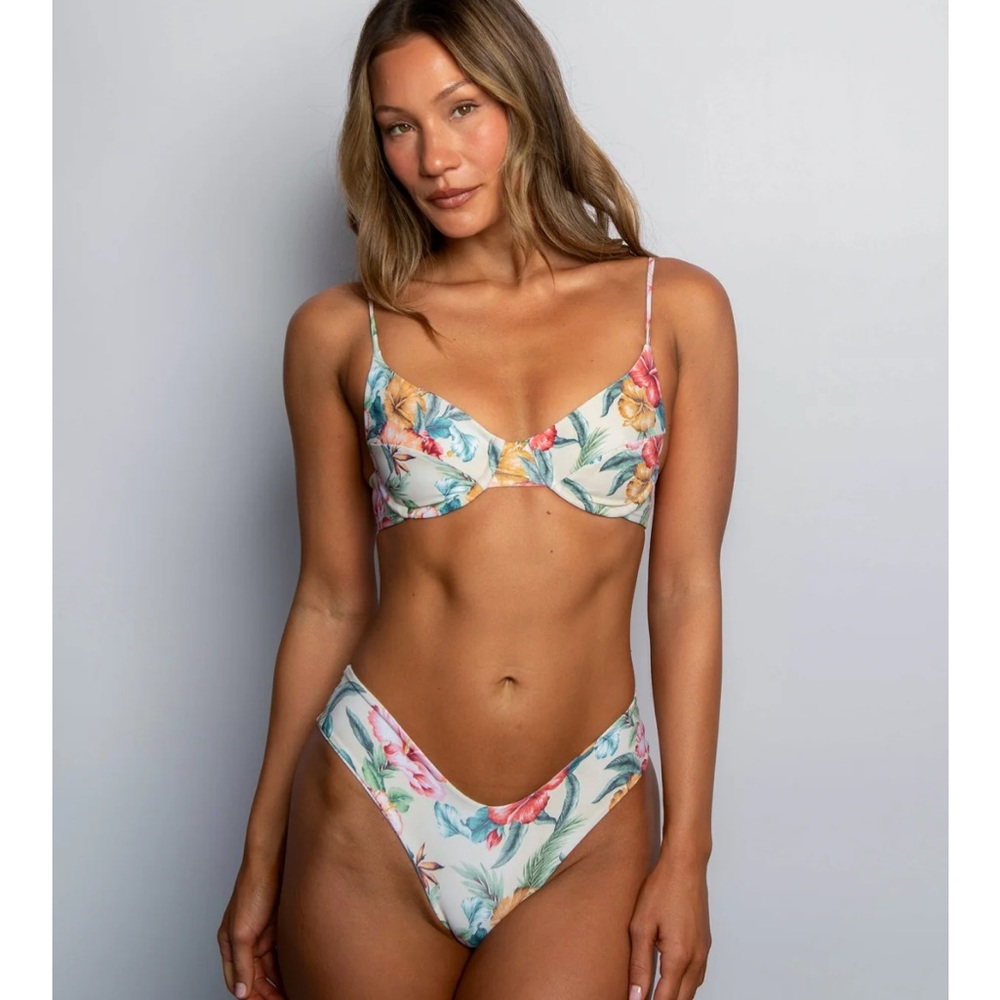 Skatie Blue and Pink Tie-Dye Bikini Top
